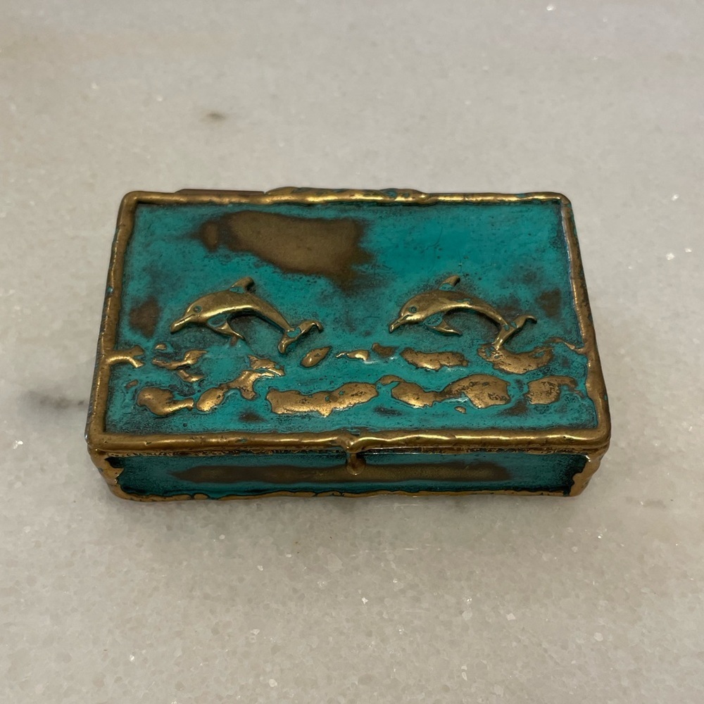 Brass Dolphin Trinket Box from Mexico